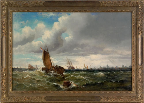 Appraisal: James Miller Huggins British th c oil on canvas seascape