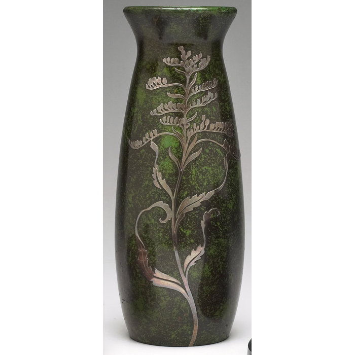 Appraisal: Heintz vase sterling on bronze applied organic design worn original