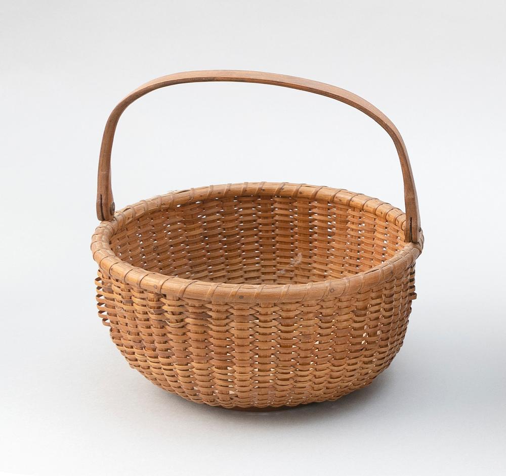 Appraisal: NANTUCKET BASKET BY SAMUEL COLMAN TH CENTURY BASKET HEIGHT DIAMETER