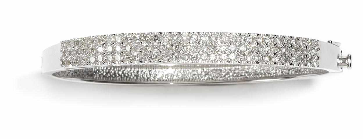 Appraisal: A three-row diamond bangle estimated total diamond weight cts mounted