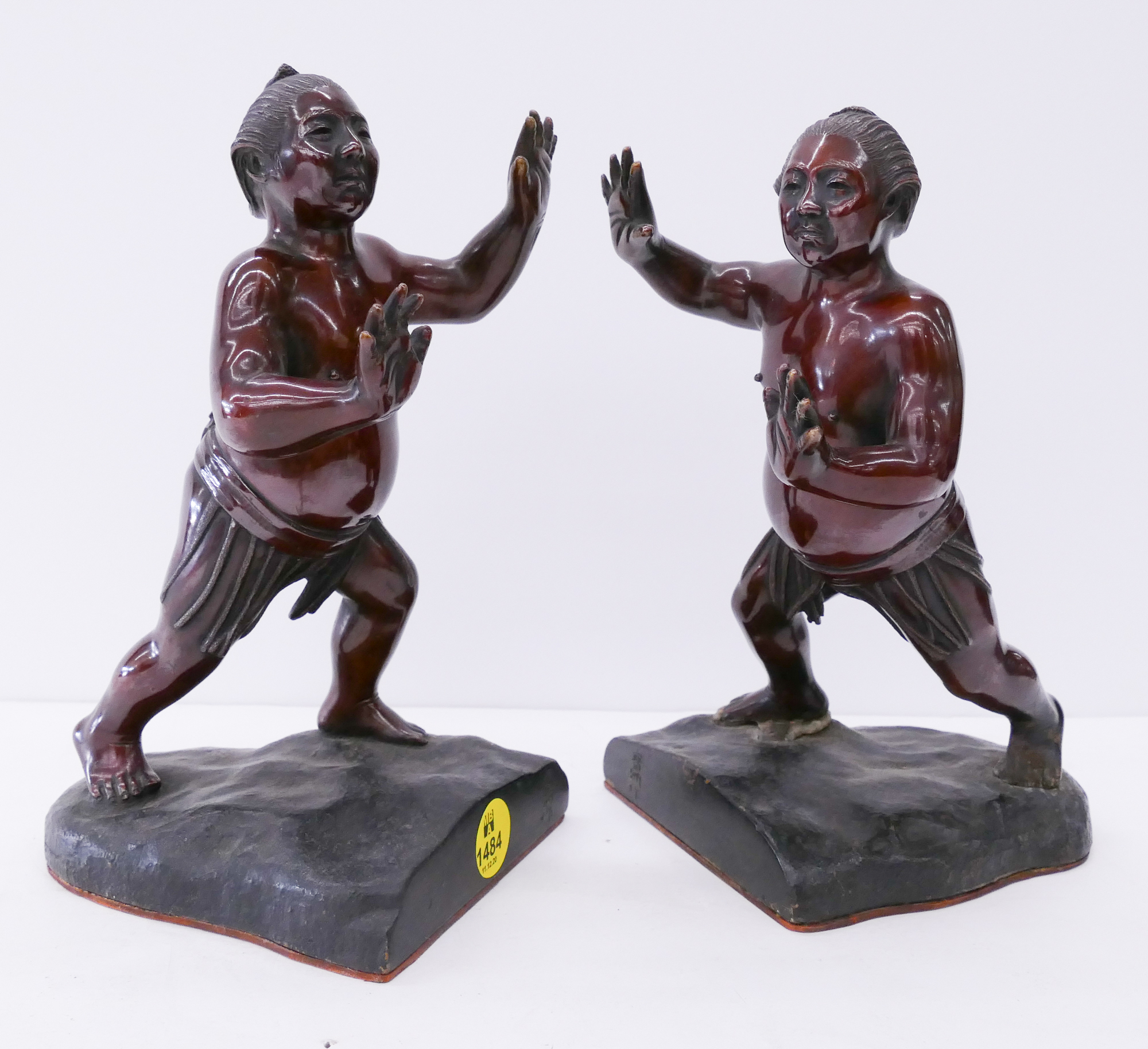 Appraisal: Pair Old Japanese Bronze Sumo Wrestler Bookends- ''- one as