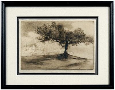 Appraisal: H Edgar Chahine etching French New York - tree in