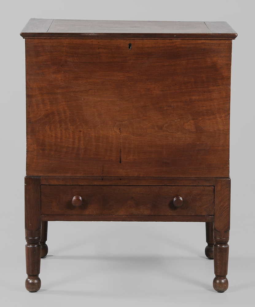 Appraisal: Southern Figured Walnut Sugar Chest Tennessee or Kentucky th century