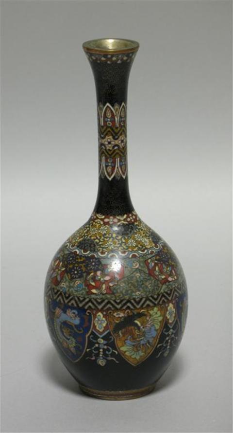 Appraisal: JAPANESE CLOISONNE ENAMEL STICK NECK VASE The delicately patterned vase