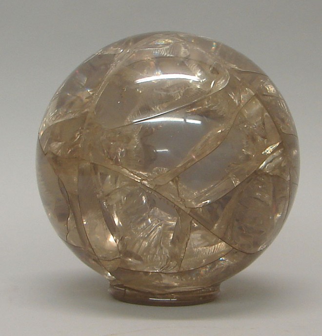 Appraisal: Lucite Sphere Sculpture Sphere features pattern on interior lipped base