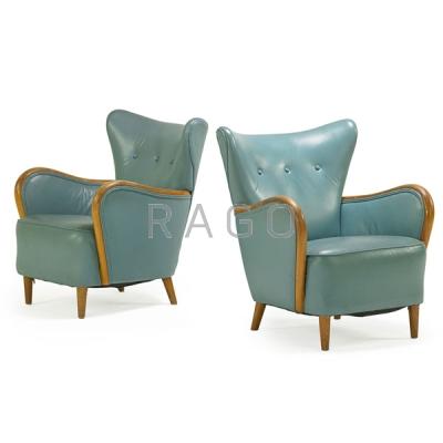 Appraisal: DANISH Pair of lounge chairs Condition Report