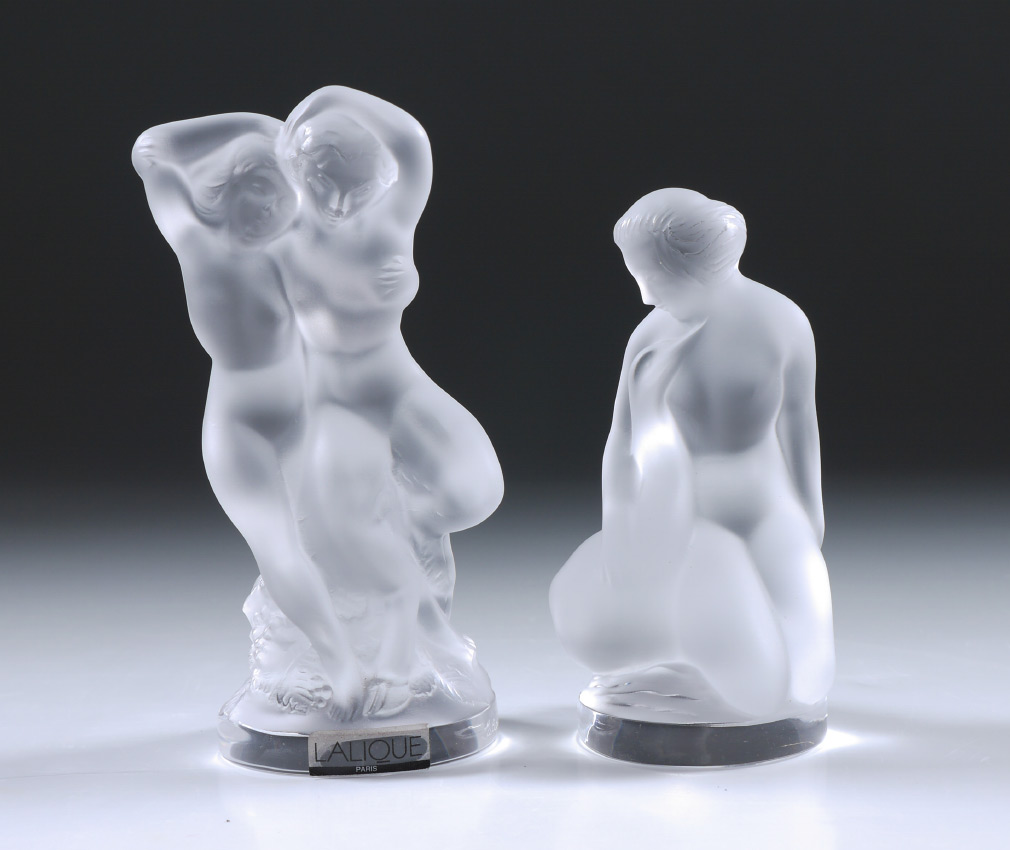 Appraisal: LALIQUE CRYSTAL NUDE PAPERWEIGHTS pieces total to include ''Faune'' man