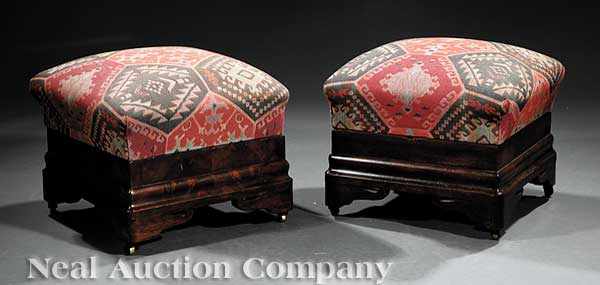 Appraisal: A Pair of American Late Classical Ottomans c - Boston