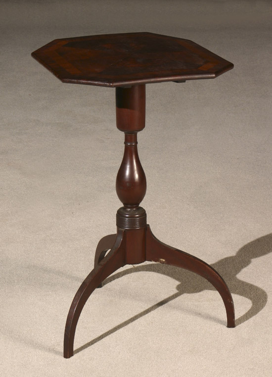 Appraisal: Federal Mahogany Crossbanded and Parquetry Figured Mahogany Tilt-Top Tripod Candlestand