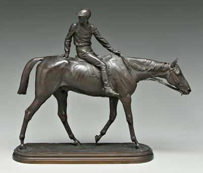 Appraisal: Isidore Jules Bonheur bronze French - horse with jockey Retour