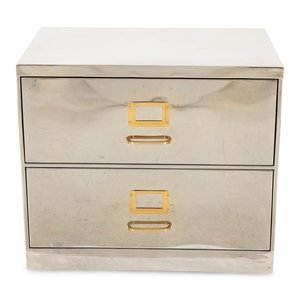 Appraisal: A Chrome-Veneered Bedside Cabinet th st Century Height x width