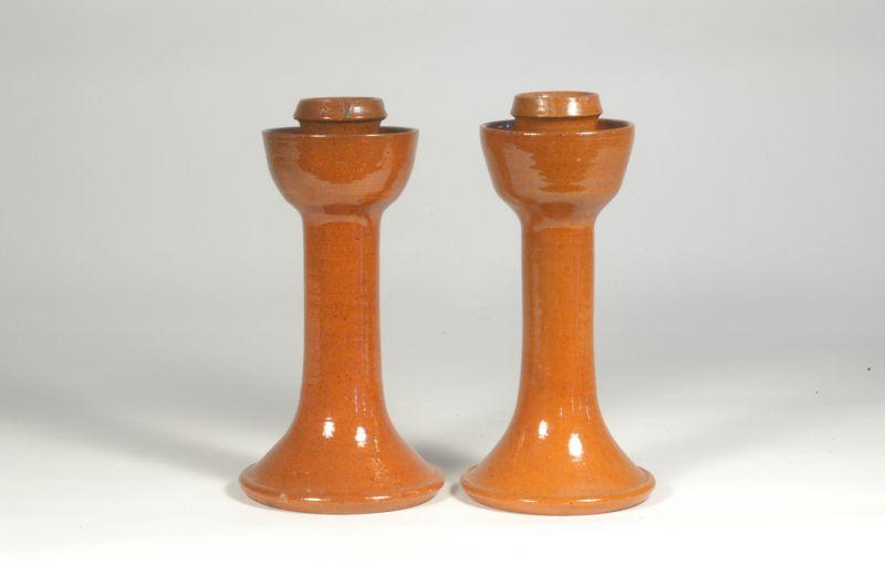 Appraisal: Signed Ben Owen Master Potter Pair of lead glazed earthenware