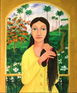 Appraisal: Orlando Naranjo Cuban b Portrait of a woman combing her