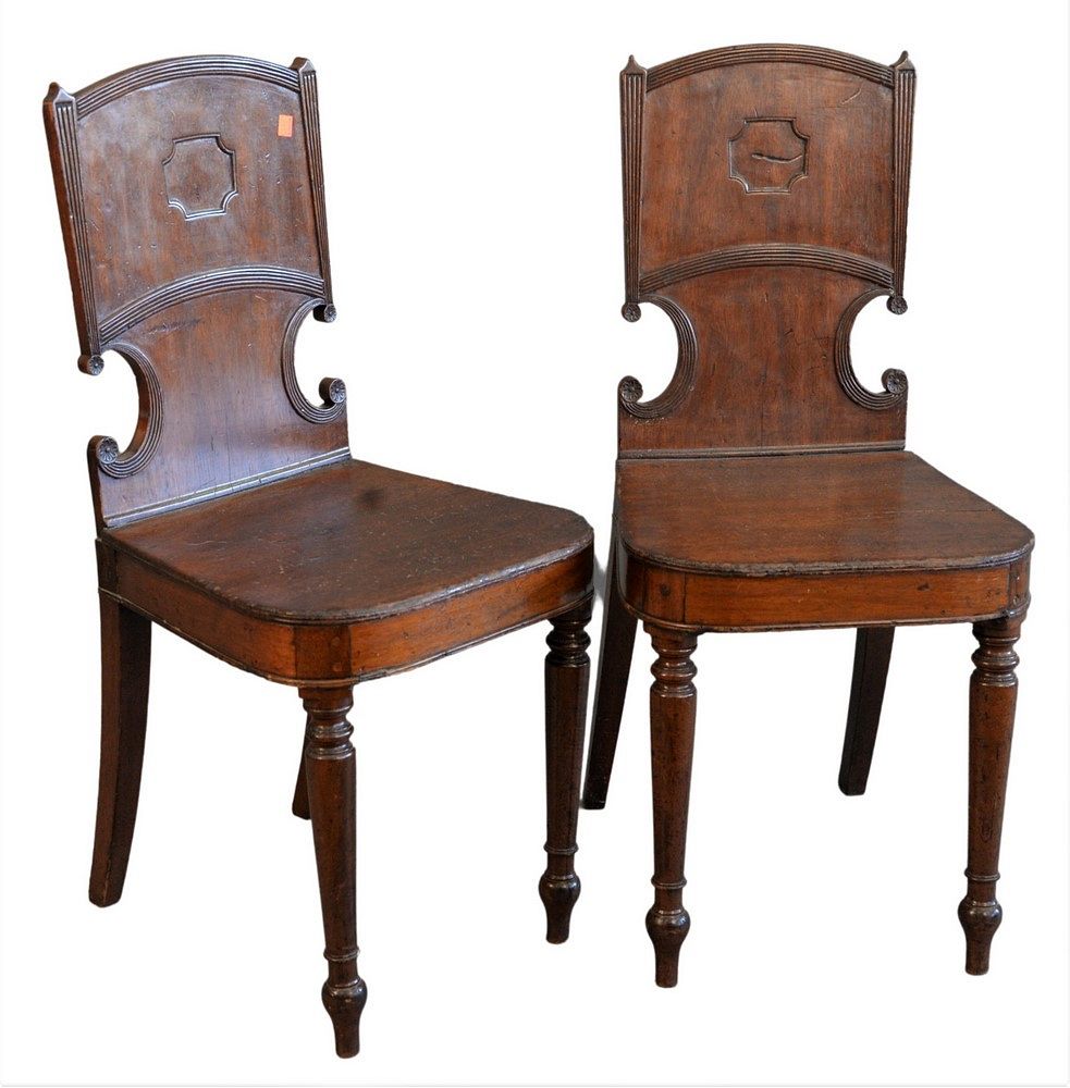 Appraisal: Pair of Continental Mahogany Side Chairs th century height inches