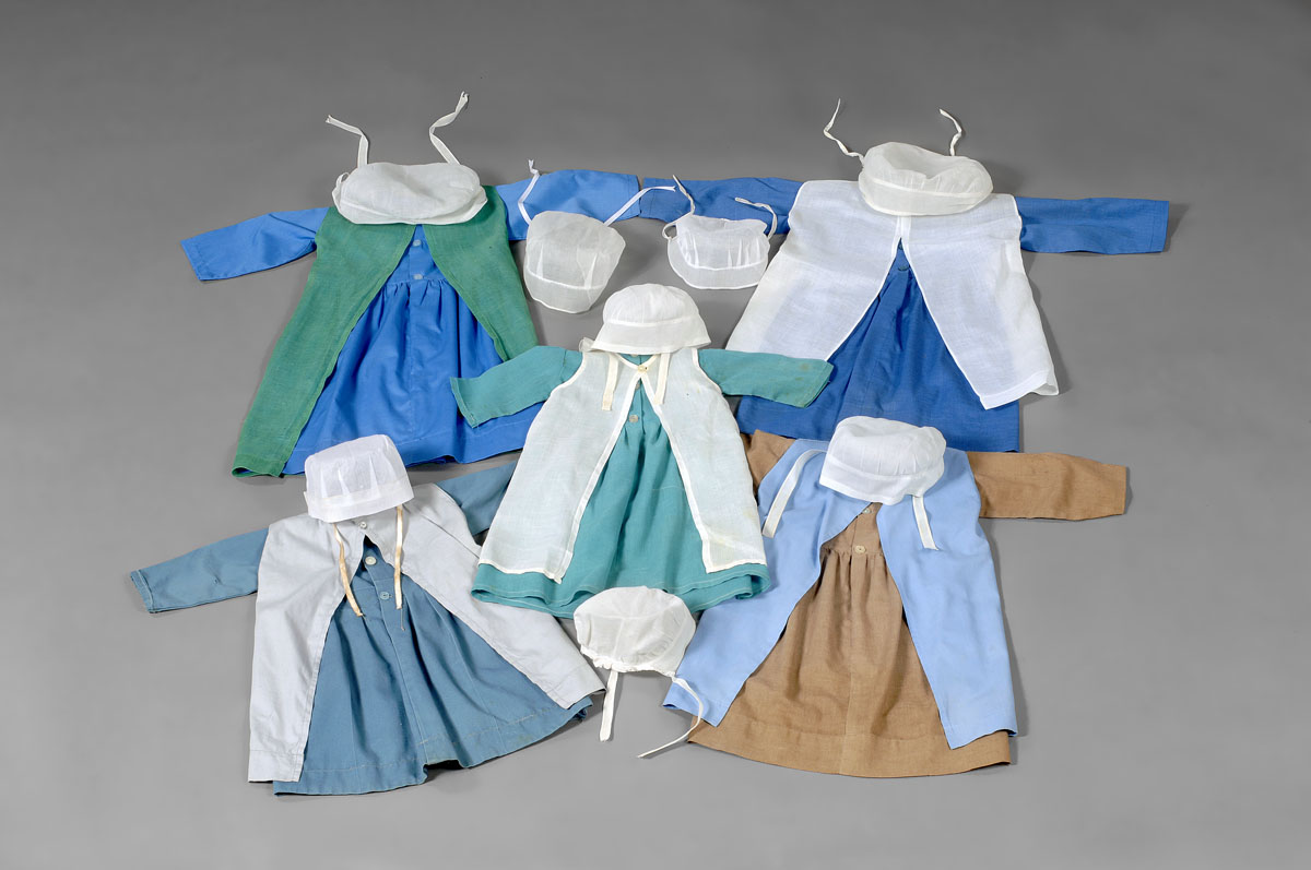 Appraisal: AMISH CHILDREN'S CLOTHING INCLUDING FIVE COLORFUL DRESSES AND SMOCKS AND