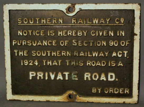 Appraisal: Iron sign Southern Railway Co Private Road h x w