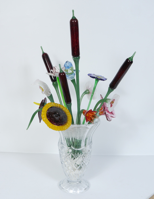 Appraisal: CHRISTOPHER BELLEAU OTHERS ART GLASS FLOWERS Bouquet of flowers to