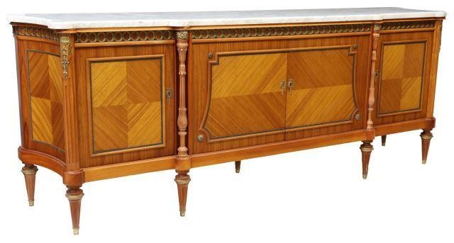 Appraisal: French Louis XVI style marble-top mahogany sideboard late th c