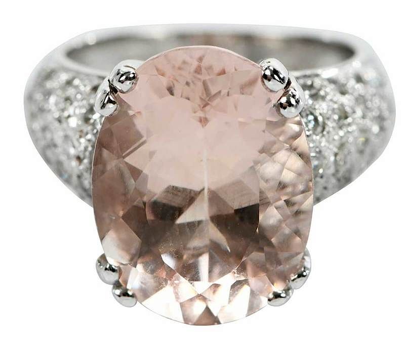 Appraisal: kt Morganite and Diamond Ring oval faceted morganite estimated weight