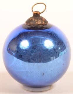 Appraisal: Blue Blown Glass Ball Form German Kugel - diam