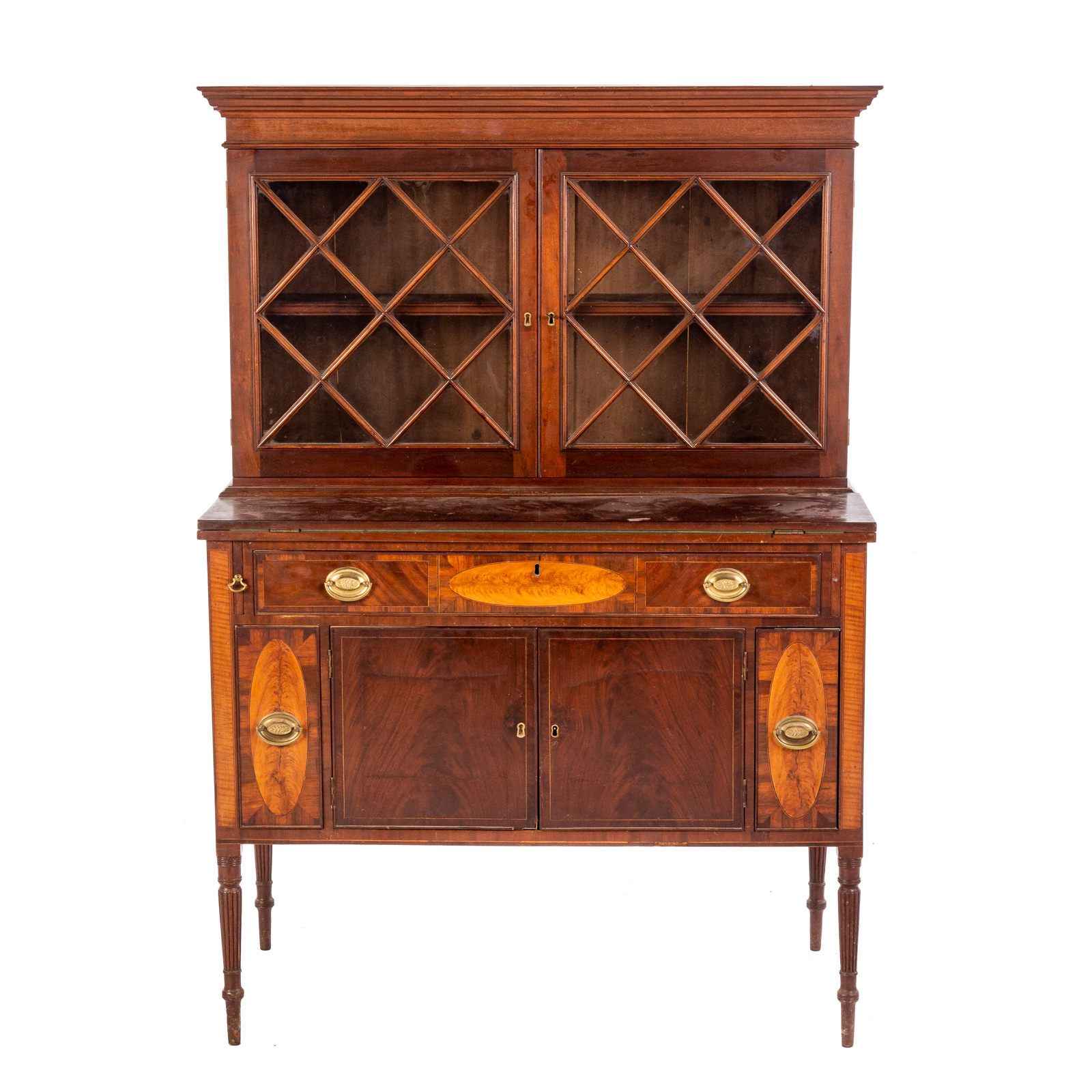 Appraisal: FEDERAL MAHOGANY INLAID SECRETARY DESK Circa - Upper case with