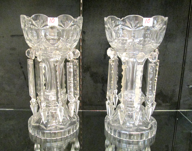 Appraisal: PAIR OF CLEAR CRYSTAL LUSTERS of large chalice form with