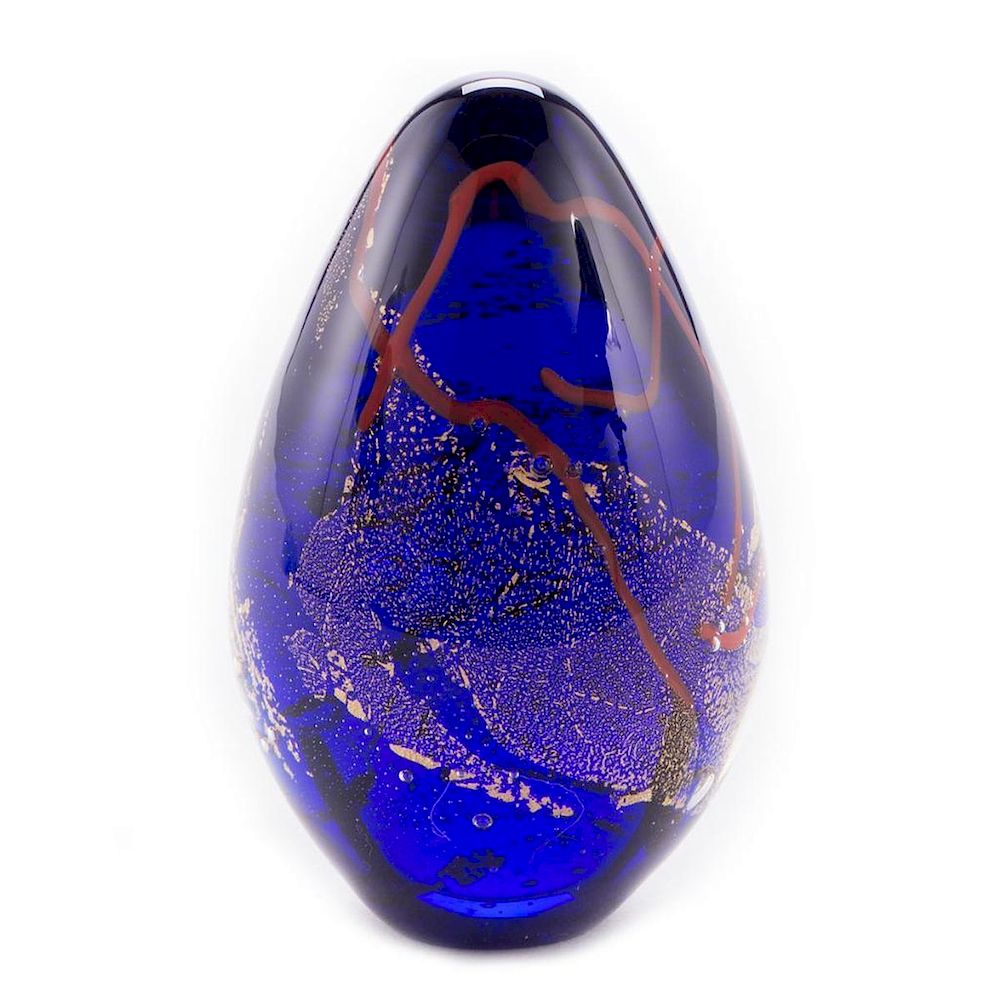 Appraisal: A purple glass paperweight An unusual pear shaped purple glass