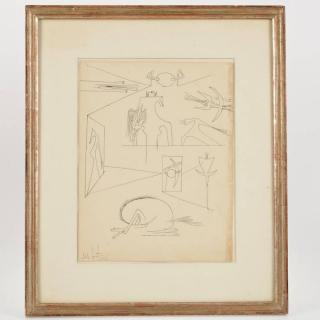 Appraisal: Wilfredo Lam Untitled composition with grotesque figures pen and ink