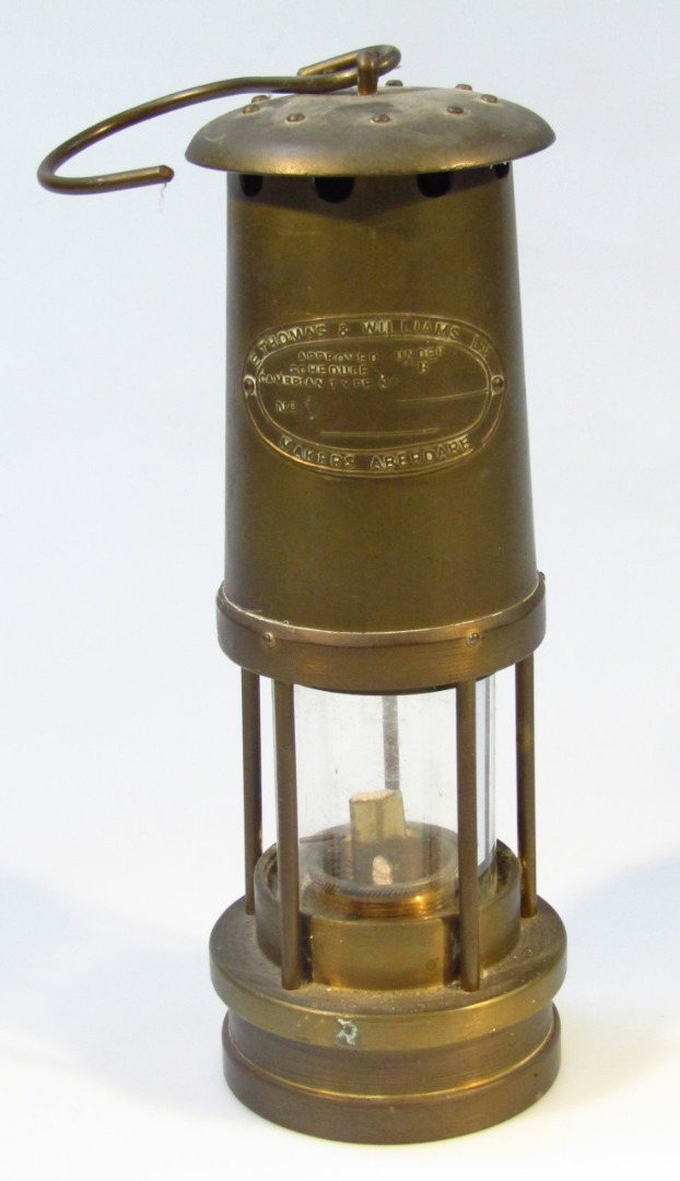 Appraisal: A thC Thomas Williams brass miner's lamp of cylindrical outline