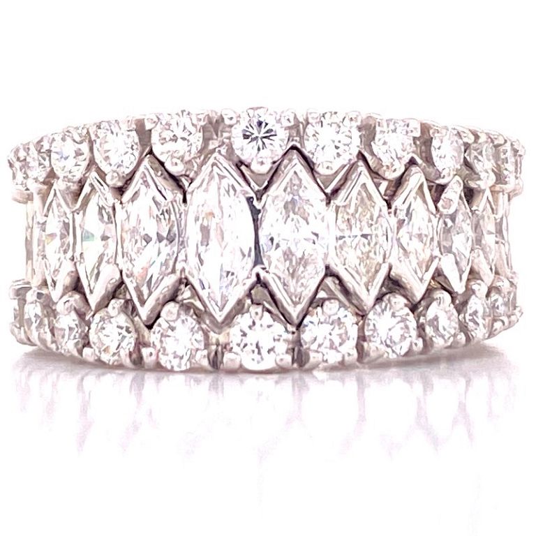 Appraisal: Marquise Round Brilliant Cut Diamond Eternity Band Marquise Round Brilliant