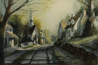 Appraisal: George Bjorkland Antique New Jersey Street Scene George Bjorkland Antique