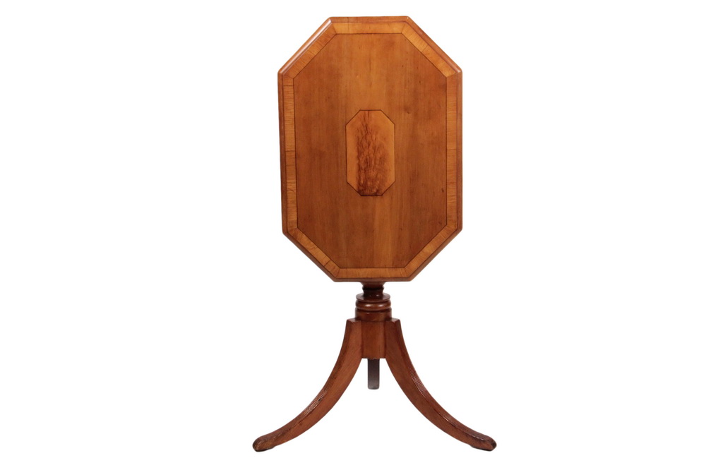 Appraisal: CANDLESTAND - Tilt Top Eight-Sided Candlestand in Honduras mahogany with