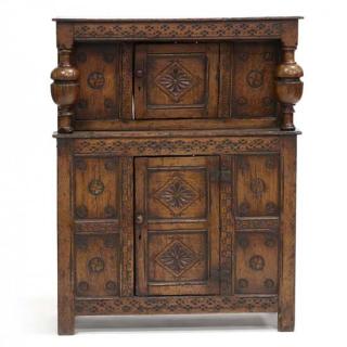 Appraisal: English Jacobean Style Child's Court Cupboard early th century or