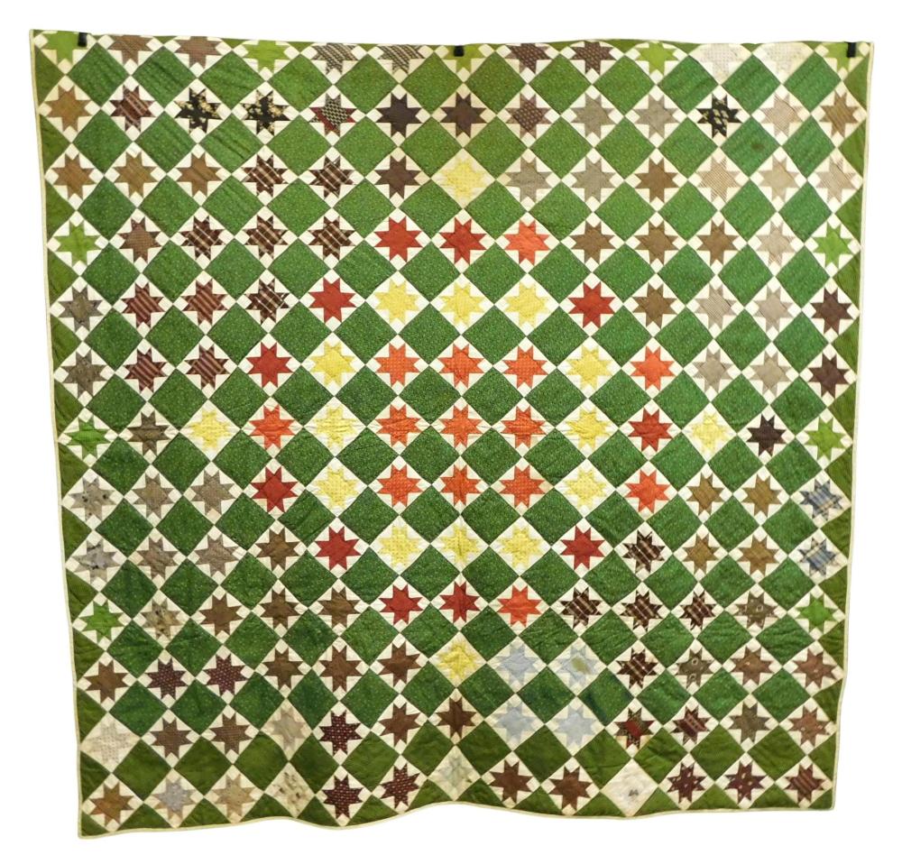 Appraisal: TEXTILES Quilt c - eight pointed stars on point staggered