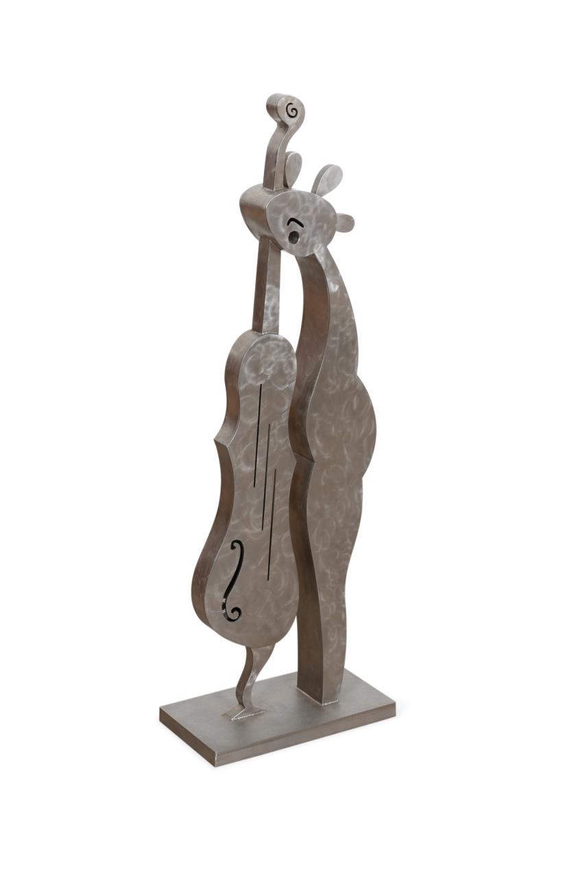 Appraisal: STRATOS LE MUSICIAN METAL FIGURAL SCULPTURE Charles Stratos French b