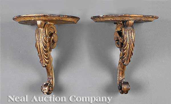 Appraisal: A Pair of American Federal Giltwood Wall Brackets c D-form