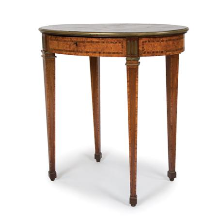 Appraisal: Louis XVI Brass Inlaid Mahogany and Karelian Birch Side Table