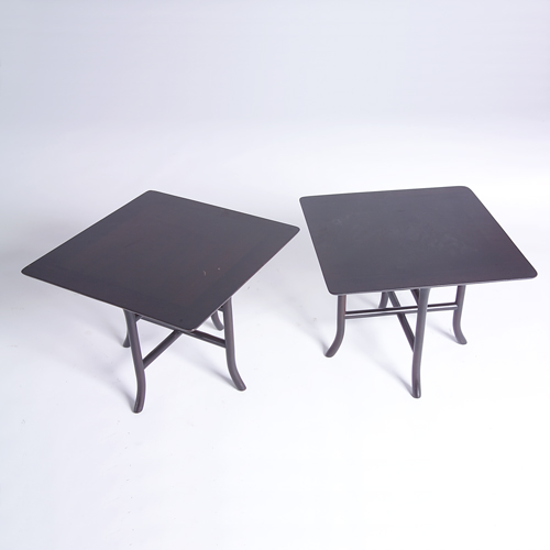 Appraisal: T H ROBSJOHN-GIBBINGS Two occasional tables in dark brown finish