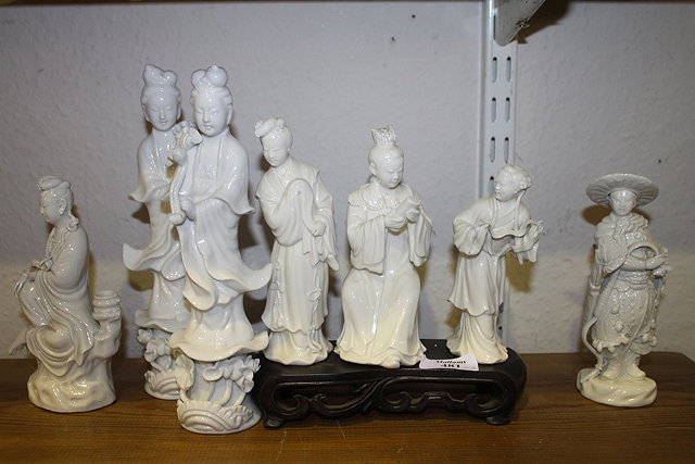 Appraisal: A COLLECTION OF SEVEN CONTEMPORARY CHINESE BLANC DE CHINE FIGURES