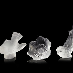 Appraisal: Three Lalique Articles Second Half th Century comprising two birds