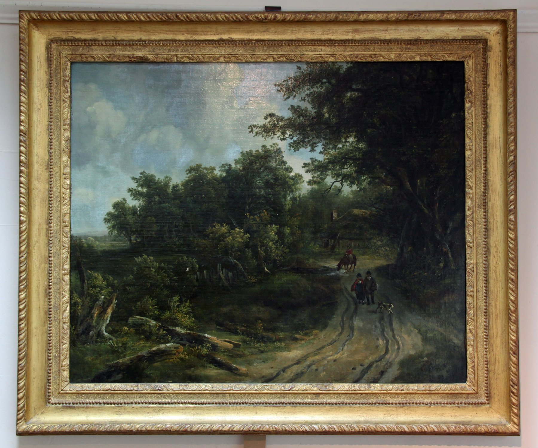 Appraisal: th Century School Figures in a Country Lane oil on