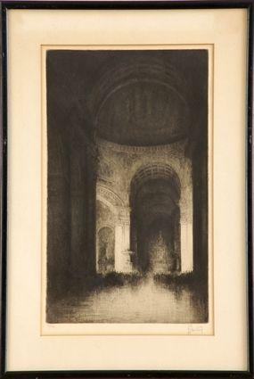 Appraisal: EUROPEAN SCHOOL CATHEDRAL INTERIOR Etching x in signed indistinctly and