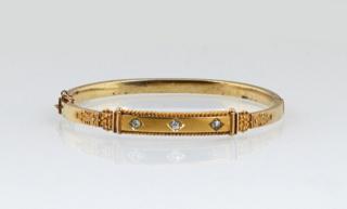 Appraisal: English Victorian K Yellow Gold Hinged Bangle Br English Victorian