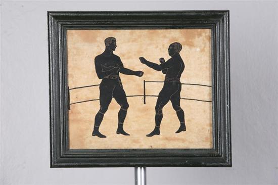 Appraisal: UNUSUAL SILHOUETTE WITH BOXERS Unsigned though dated on verso May