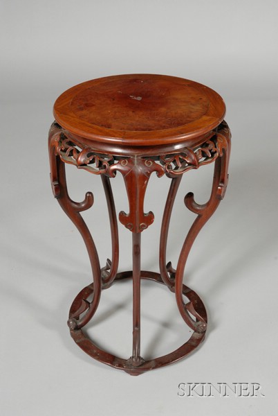 Appraisal: Rosewood Tabouret China late th early th century top inset