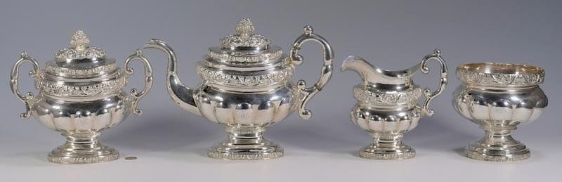 Appraisal: New York Coin silver tea service New York coin silver