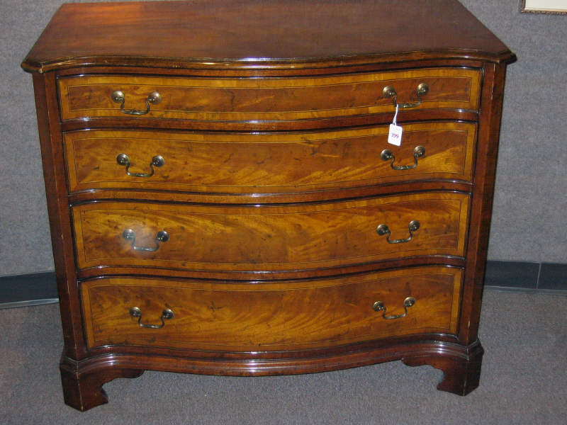 Appraisal: NAHON GEORGIAN STYLE MAHOGANY CHEST OF DRAWERS Serpentine case with