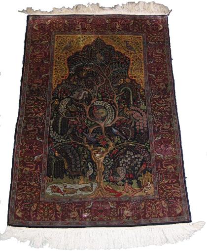 Appraisal: Tabriz silk prayer rug northwest persia circa second half th