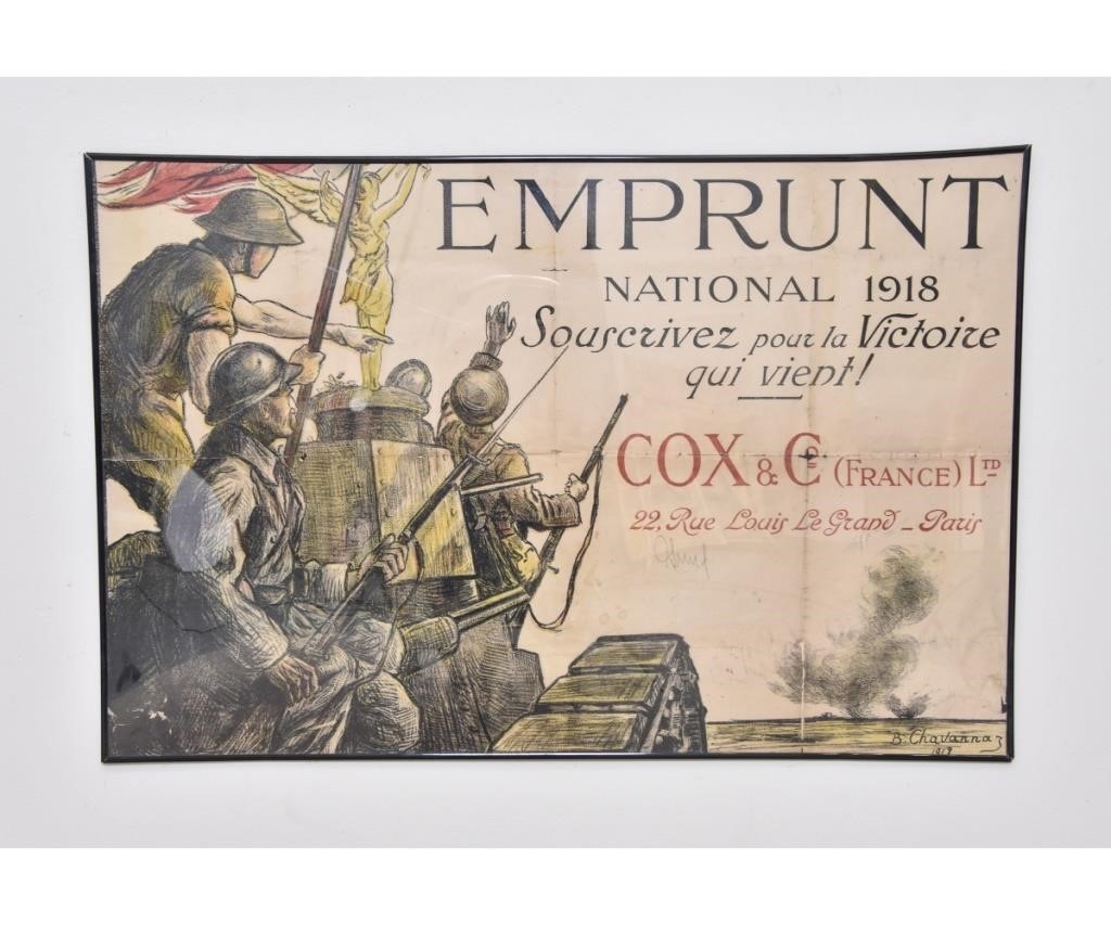 Appraisal: World War I French poster Emprunt by B Chavannaz x