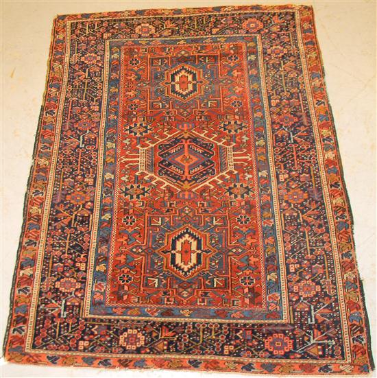 Appraisal: Antique Persian Sarouk c red feild navy red and ivory